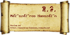 Mészáros Hasszán névjegykártya